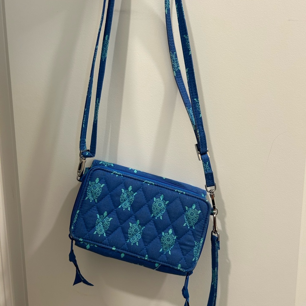 Blue Quilted Crossbody Bag/Wallet